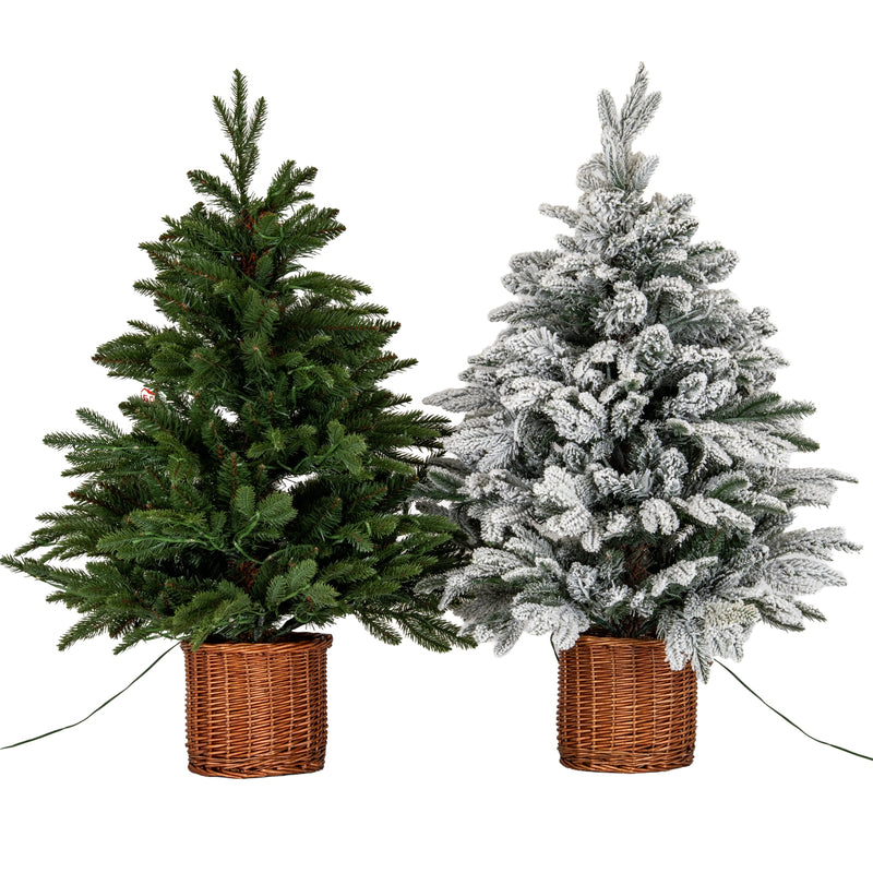 snowy Norway fir tree, shown with the green version sold separately