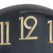 Close-up of the raised brass numerals on the black face