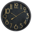 Soho black wall clock with brass numerals, front view