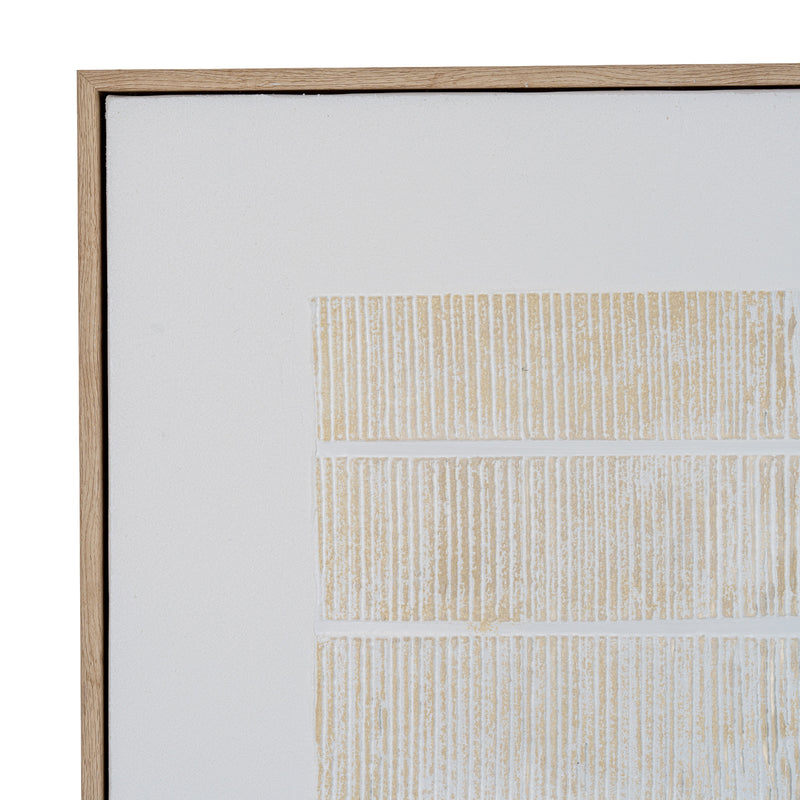 Close-up of the textured line bands and frame corner