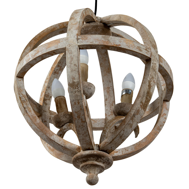 Solara Wooden Orb Pendant Ceiling Light – 52cm, pendant orb from a lower angle