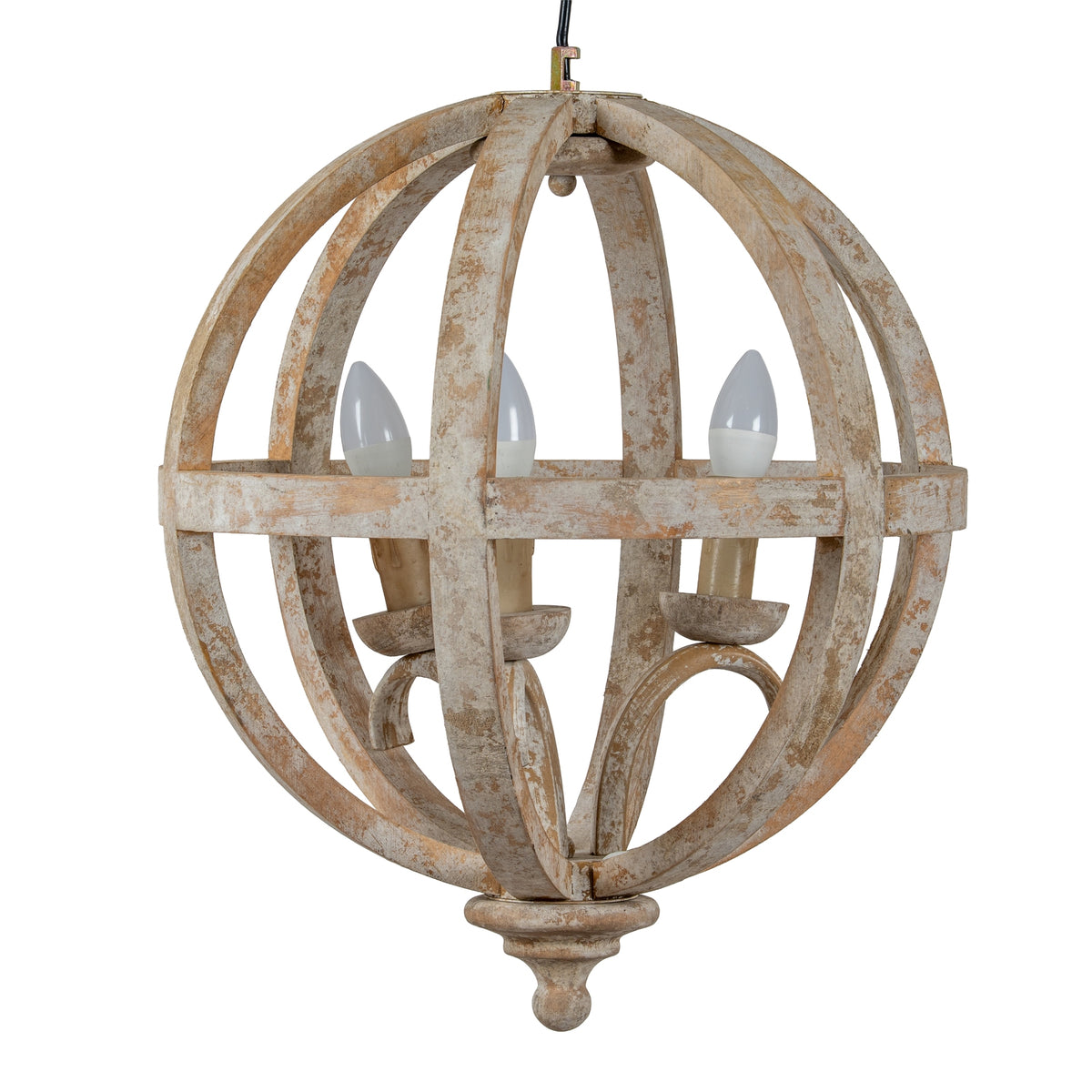 Solara Wooden Orb Pendant Ceiling Light – 52cm, wooden orb pendant light shown unlit