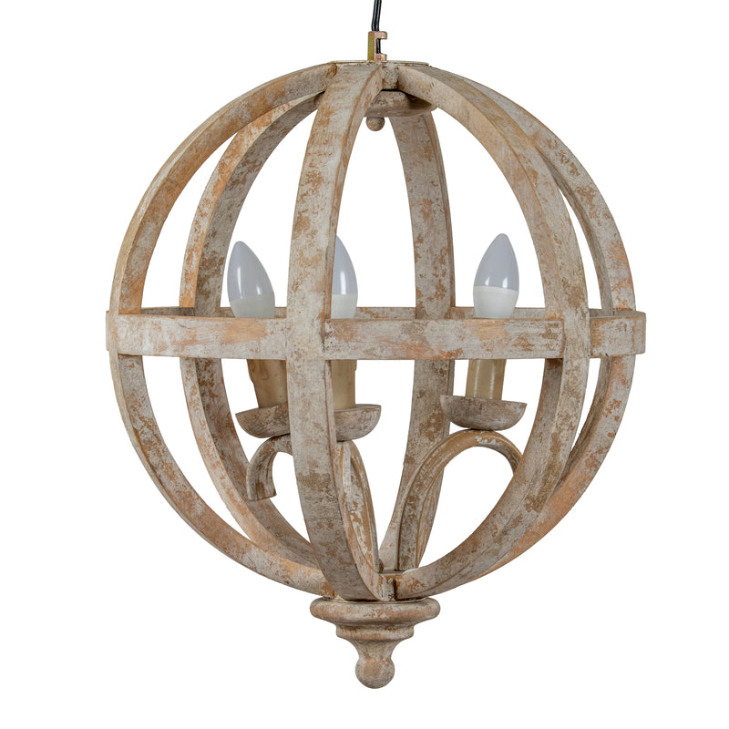 Solara Wooden Orb Pendant Ceiling Light – 52cm, wooden orb pendant light shown unlit