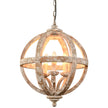 Solara Wooden Orb Pendant Ceiling Light – 52cm, wooden orb pendant light switched on