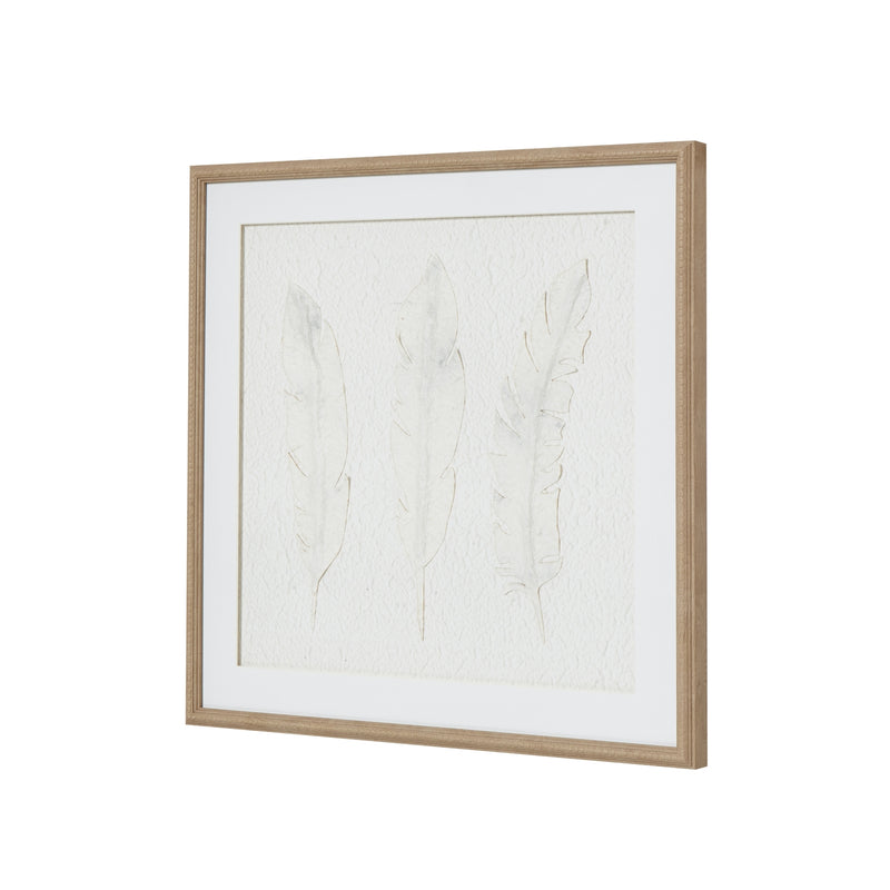 Solli feather art from a three-quarter angle