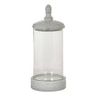 Sona large glass hurricane lantern with ceramic lid on white