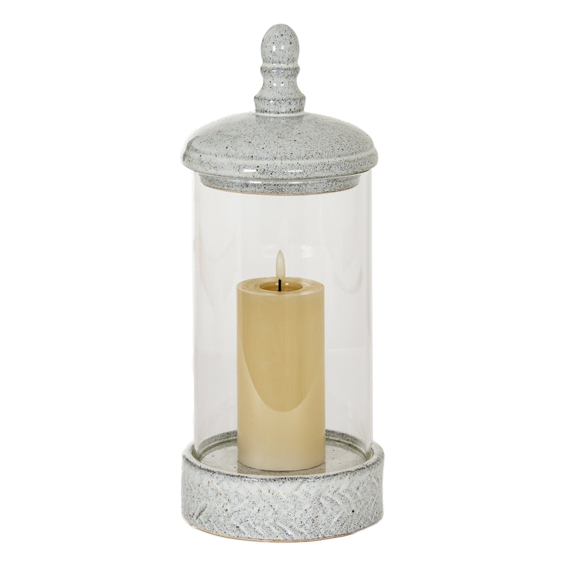 Sona medium hurricane lantern with a pillar candle inside