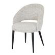 Sorelle curved cream dining chair, three-quarter view