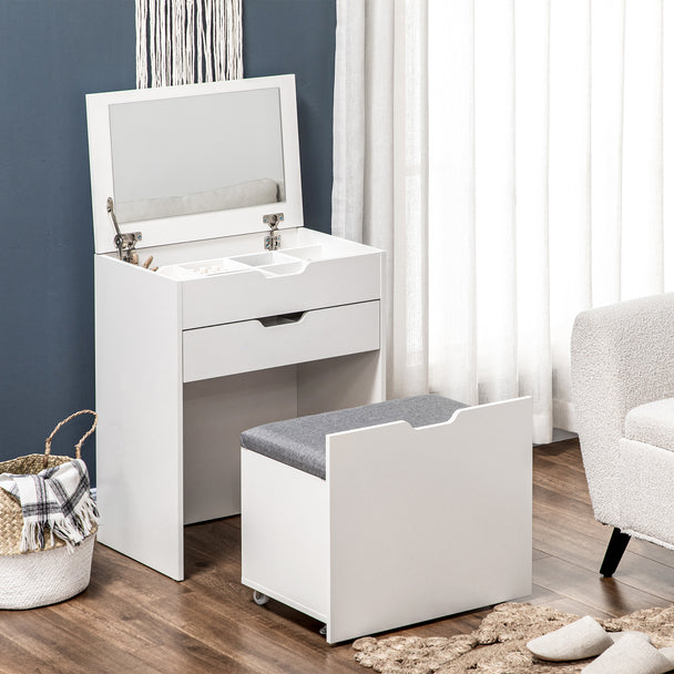 Dressing table with storage stool – image 2