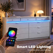 HOMCOM Chest of Drawers for Bedroom with LED Light & Charging Station, 9 Drawers Storage Unit/TV Stand, White – view 4