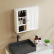 White wall bathroom cabinet with side shelves – image 8