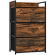 HOMCOM Rustic Chest of Four Fabric Drawers - Rustic Brown