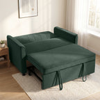 2 Seater Sofa Bed, 3-in-1 Convertible Pull Out Sleeper Sofa with Click-Clack Adjustable Backrest, Dark Green