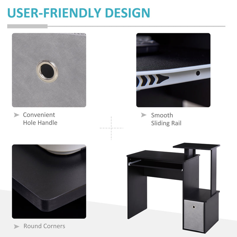 100 cm computer desk with side shelf in black – image 6