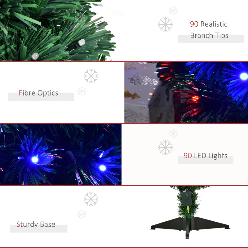 HOMCOM 3 Feet Prelit Artificial Christmas Tree with Multi-Coloured Fibre Optic LED Light, Holiday Home Xmas Decoration – view 7