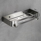 Stainless Steel Corner Shelf — Wall Mounted Bathroom Organiser, No Drill