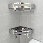 Stainless Steel Corner Shelf — Wall Mounted Bathroom Organiser, No Drill