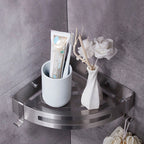 Stainless Steel Corner Shelf — Wall Mounted Bathroom Organiser, No Drill