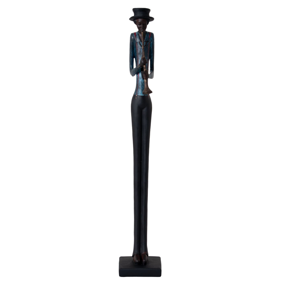 Standing jazz trumpeter figurine, full-length front view