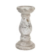 Stone-effect ceramic column candle holder, front view