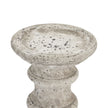 close-up of the candle dish and speckled stone finish