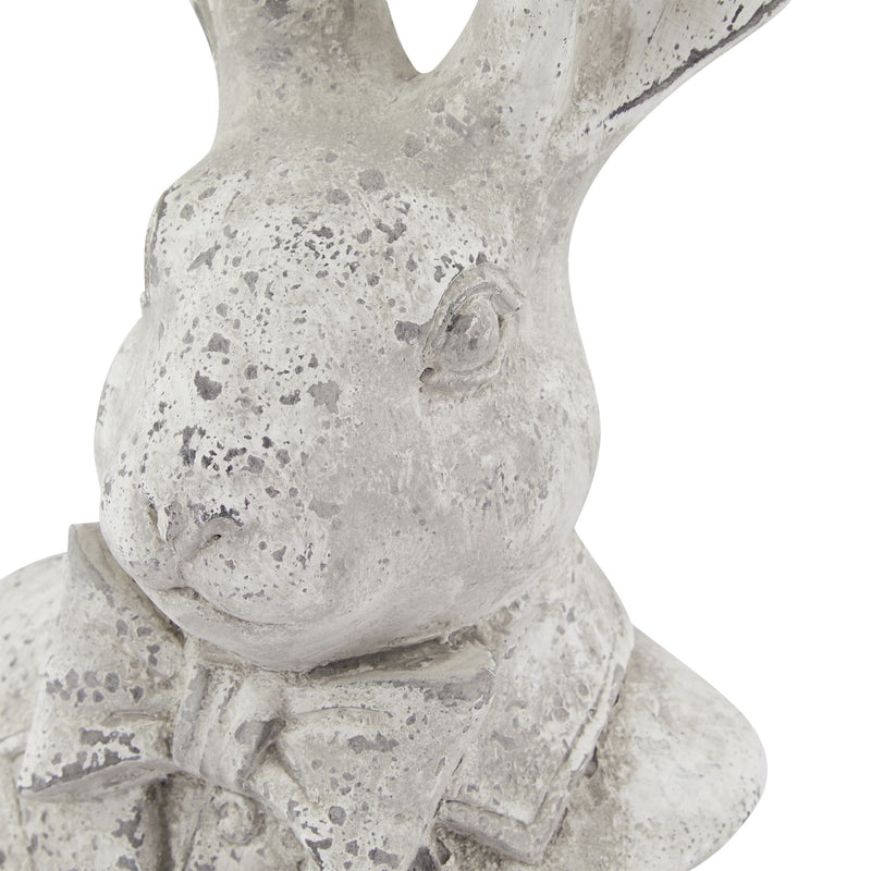 Close-up of the hare's textured stone-effect face