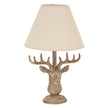 Stonewashed Stag Head Table Lamp with Linen Shade – 45cm, product view