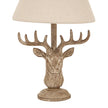 Stonewashed Stag Head Table Lamp with Linen Shade – 45cm, additional product view 2