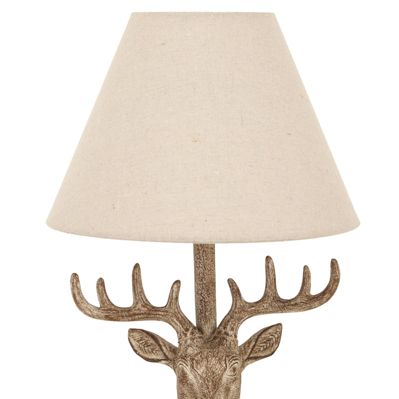 Stonewashed Stag Head Table Lamp with Linen Shade – 45cm, additional product view 3