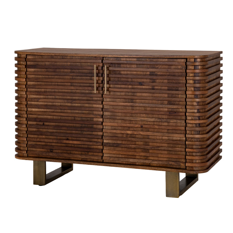Strata ribbed wood two-door sideboard, three-quarter view
