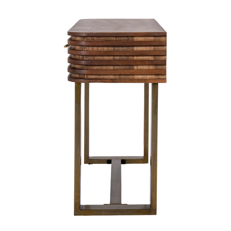 Strata console from the side, showing the ribbed end
