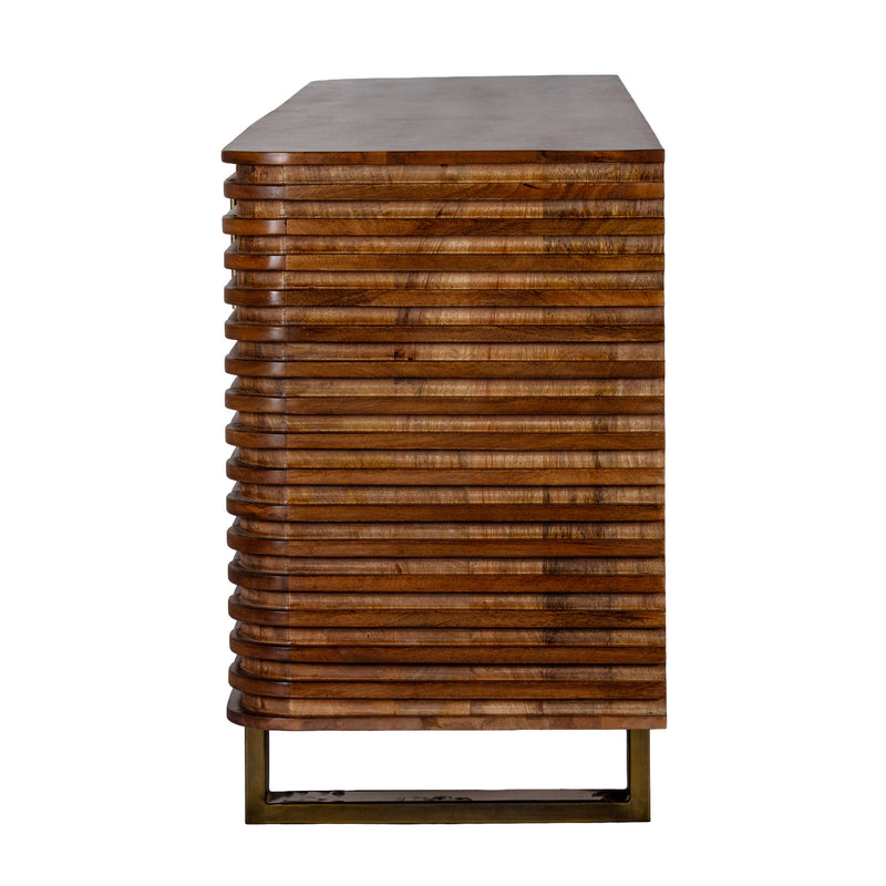 side view showing the rounded ribbed end and metal base
