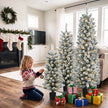 Set of 3 pre-lit snowy pencil trees, warm white – image 8