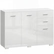 HOMCOM Sideboard, Modern Storage Cabinet with 2 Drawers, 3 Doors and Adjustable Shelves, High Gloss White