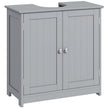 Grey 60 x 60 cm under sink cabinet with two carved doors and U-shaped pipe cut-out