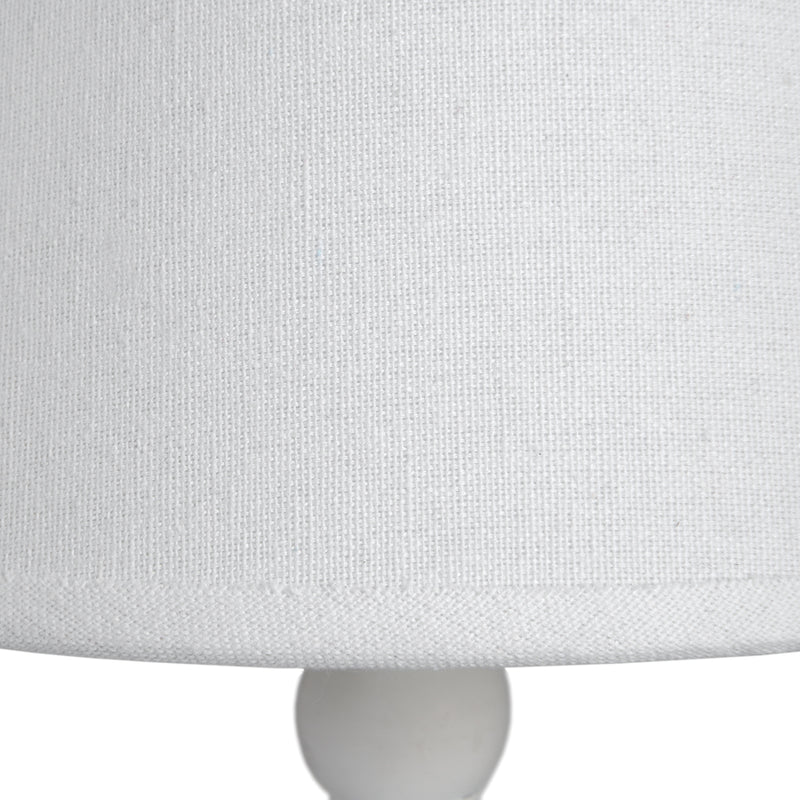 Symi Slim White Wooden Table Lamp with Linen Shade – 45cm, linen shade texture close-up