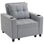 3-in-1 Single Sofa Bed, Convertible Sleeper Chair Bed - Light Grey