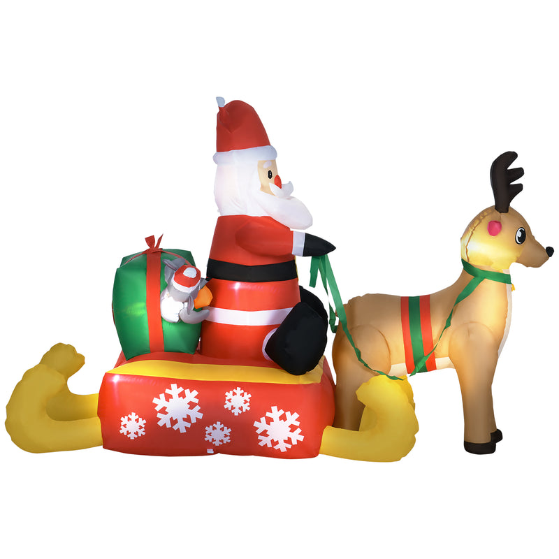 4ft Santa Sleigh and Reindeer Christmas Inflatable on a white background