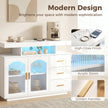 HOMCOM High Gloss Sideboard with LED Lights, Built-in Power Outlets, 3 Drawers, Shelves and 2 Acrylic Doors, White – view 5