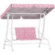 AIYAPLAY Kids Porch Swing, 2-Seater Patio Swing Bench Hammock with Seat Belts, Adjustable Canopy for Garden, Pink