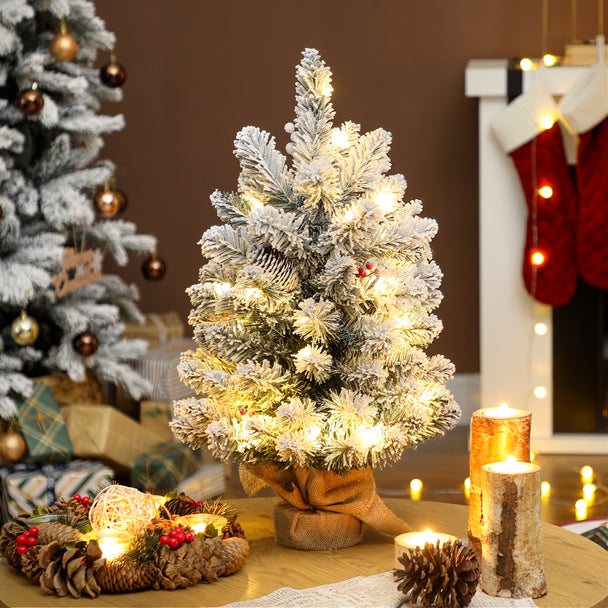 60 cm pre-lit snowy tabletop tree – image 2