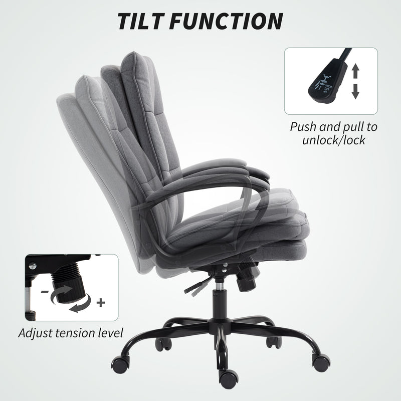 HOMCOM Double Padded Linen-Look Office Chair - Charcoal Grey – view 5