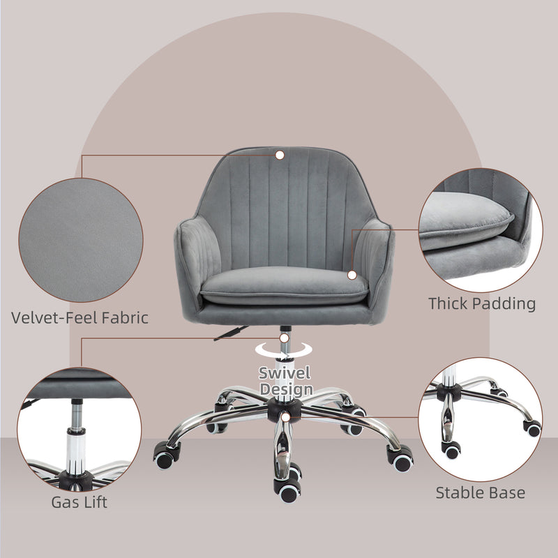 Velvet tub office chair – grey – image 5