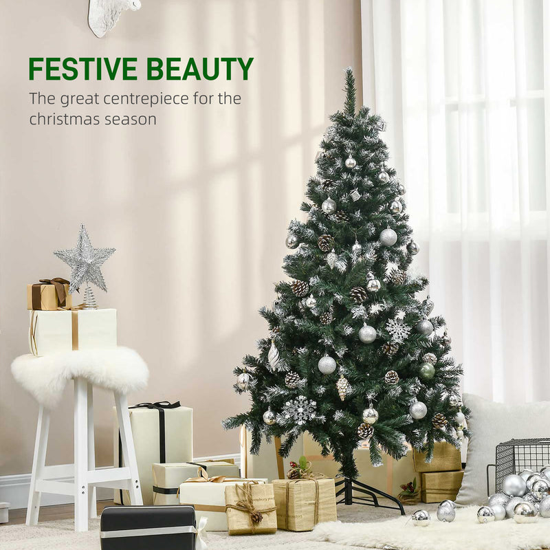 5ft snow-flecked tree with pine cones – image 4