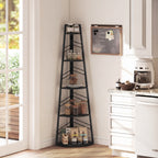 Corner Bookcase, 5-Tier Floor Standing Bookshelf, Shelving Unit for Living Room, Study, Bedroom, Black