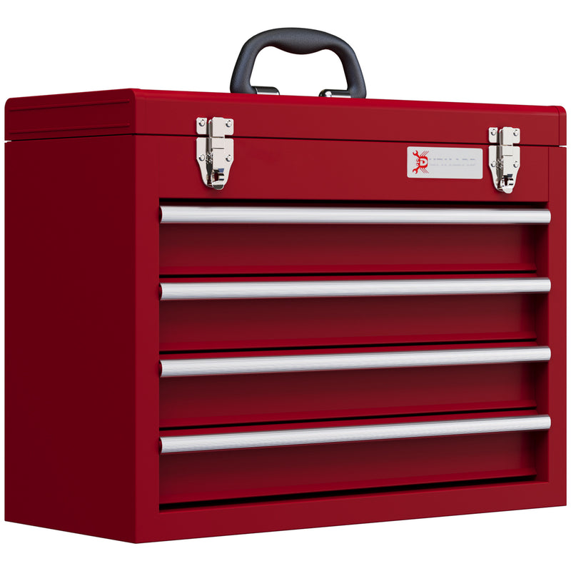 4-Drawer Metal Tool Box with Carry Handle – Red – image 1 of 9