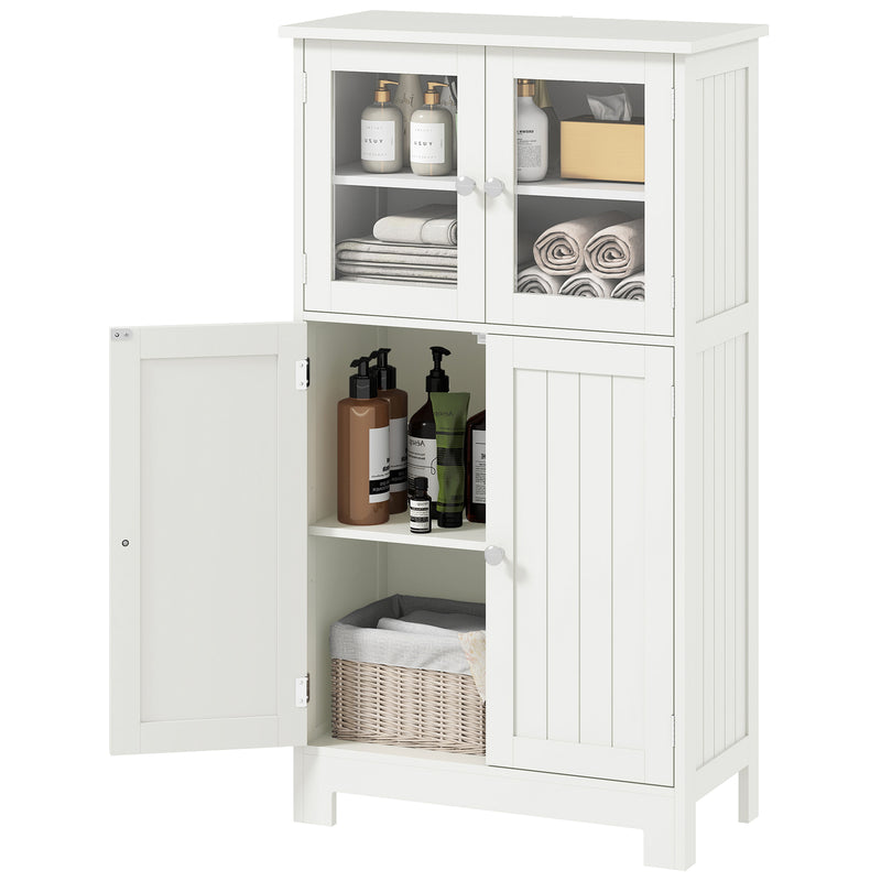 White bathroom cabinet with glass doors – image 10