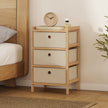 HOMCOM Chest of Drawers, 3 Fabric Drawers Narrow Dresser with Bamboo Frame, Cream White – view 10