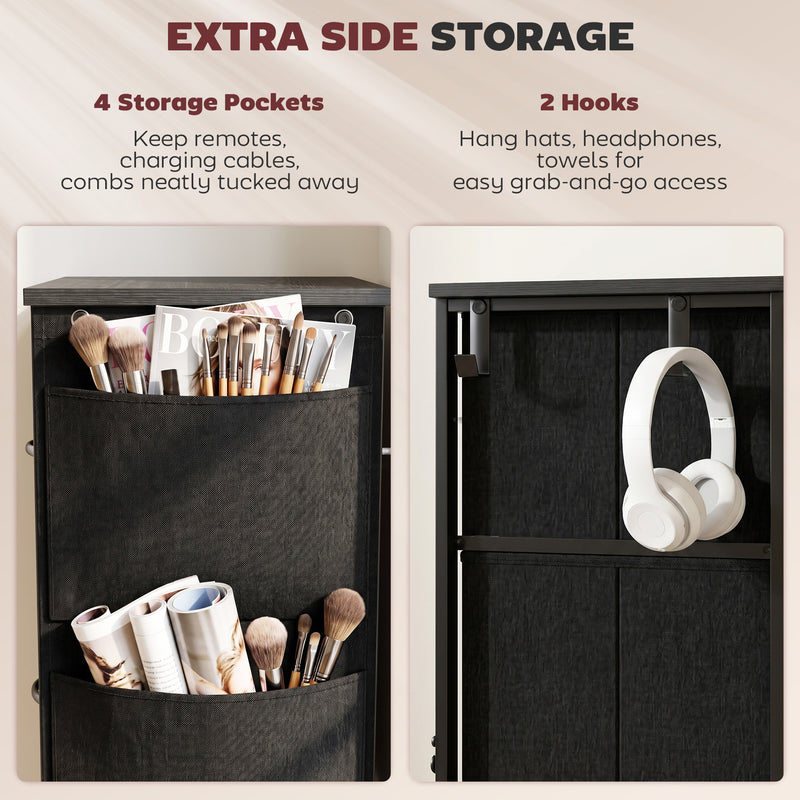 HOMCOM Chest of Drawers, Dresser with 10 Fabric Drawers, Tall Storage Unit with 4 Pockets and 2 Hooks Steel Frame, Black – view 5