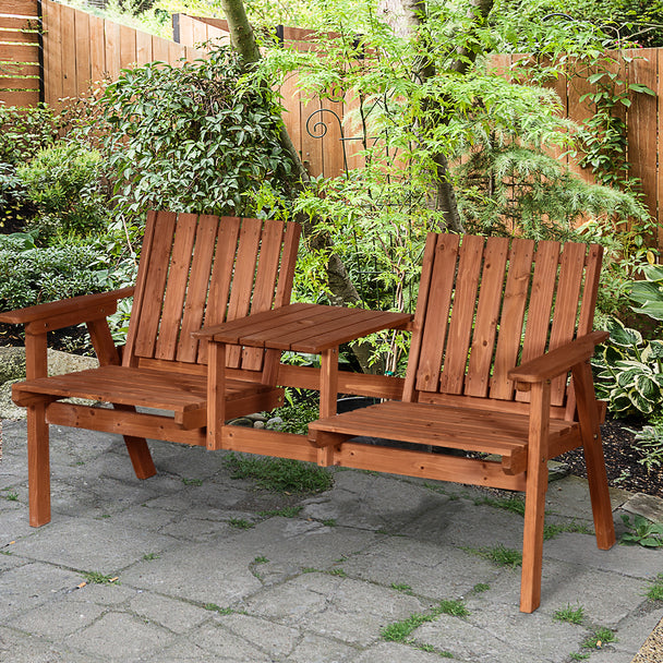 Wooden bench with centre table – image 2